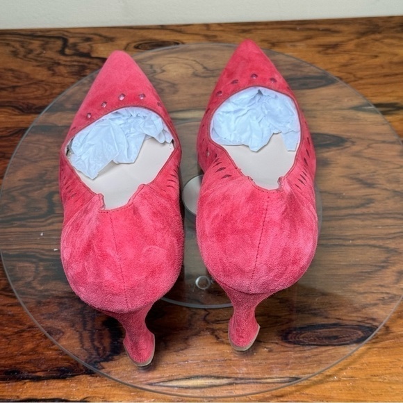 Pelle Moda Iria Pointed Toe Pump in Flame Red Suede - Picture 15 of 16